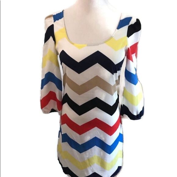 Hello Miss Chevron Print Shift Dress Sz S - Picture 1 of 6